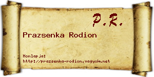 Prazsenka Rodion névjegykártya